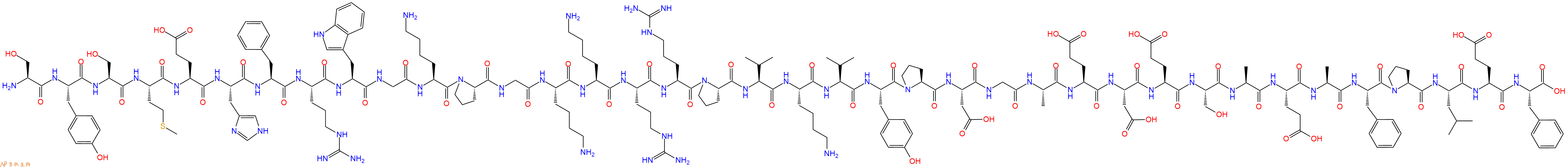 专肽生物产品H2N-Ser-Tyr-Ser-Met-Glu-His-Phe-Arg-Trp-Gly-Lys-Pro-Gly-Lys-Lys-Arg-Arg-Pro-Val-Lys-Val-Tyr-Pro-Asp-Gly-Ala-Glu-Asp-Glu-Ser-Ala-Glu-Ala-Phe-Pro-Leu-Glu-Phe-OH