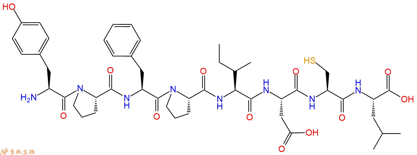 专肽生物产品H2N-Tyr-Pro-Phe-Pro-Ile-Asp-Cys-Leu-OH