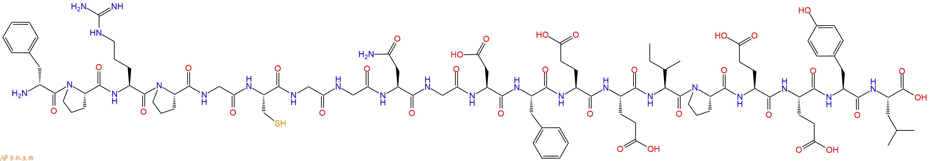 专肽生物产品H2N-DPhe-Pro-Arg-Pro-Gly-Cys-Gly-Gly-Asn-Gly-Asp-Phe-Glu-Glu-Ile-Pro-Glu-Glu-Tyr-Leu-OH