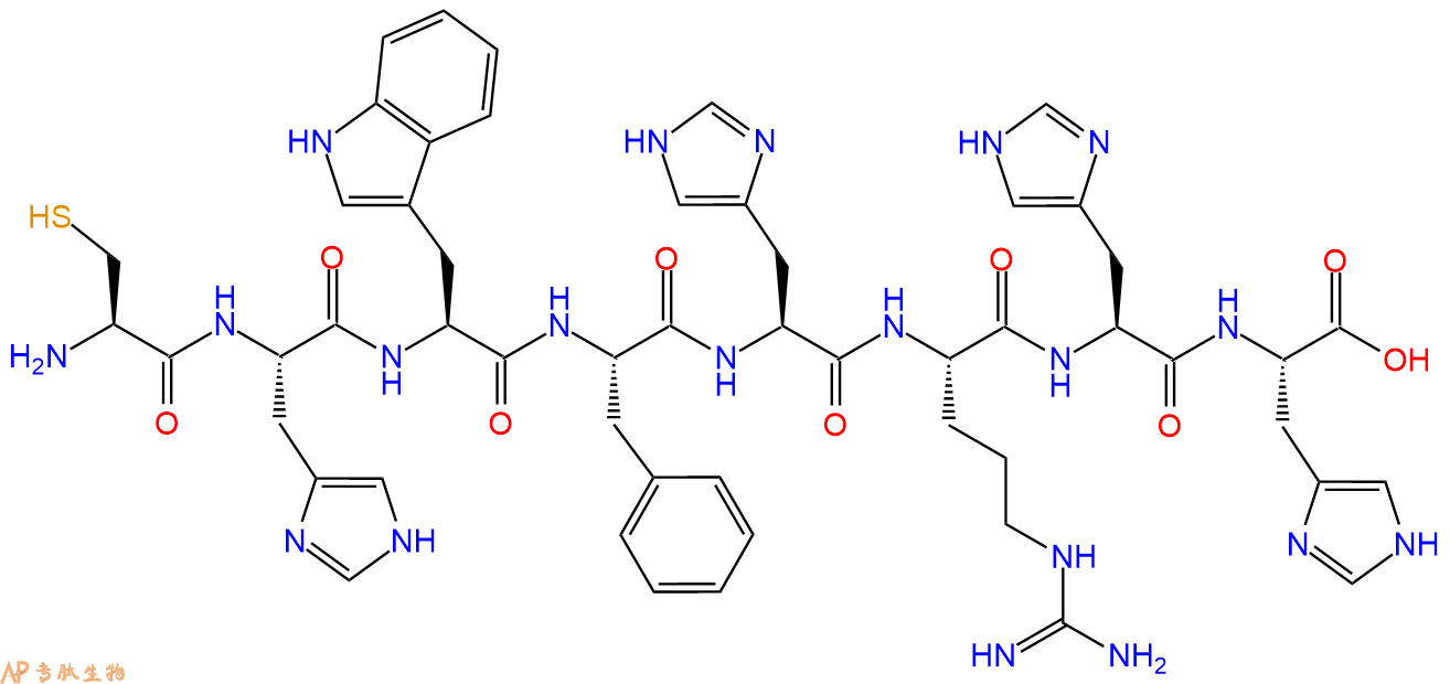 专肽生物产品H2N-Cys-His-Trp-Phe-His-Arg-His-His-OH