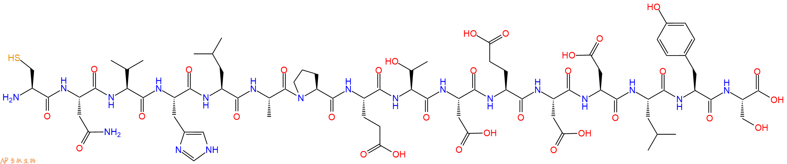 专肽生物产品H2N-Cys-Asn-Val-His-Leu-Ala-Pro-Glu-Thr-Asp-Glu-Asp-Asp-Leu-Tyr-Ser-OH