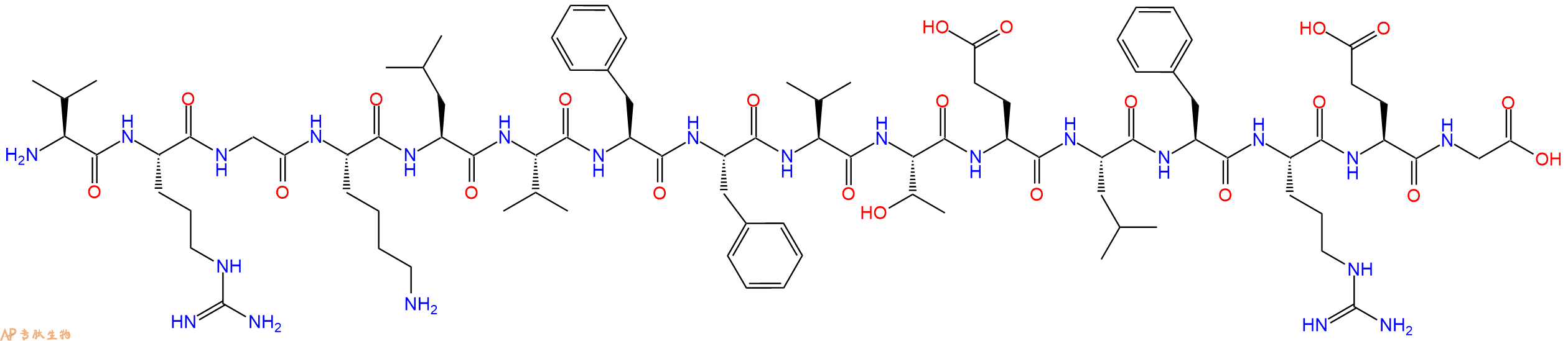专肽生物产品H2N-Val-Arg-Gly-Lys-Leu-Val-Phe-Phe-Val-Thr-Glu-Leu-Phe-Arg-Glu-Gly-OH