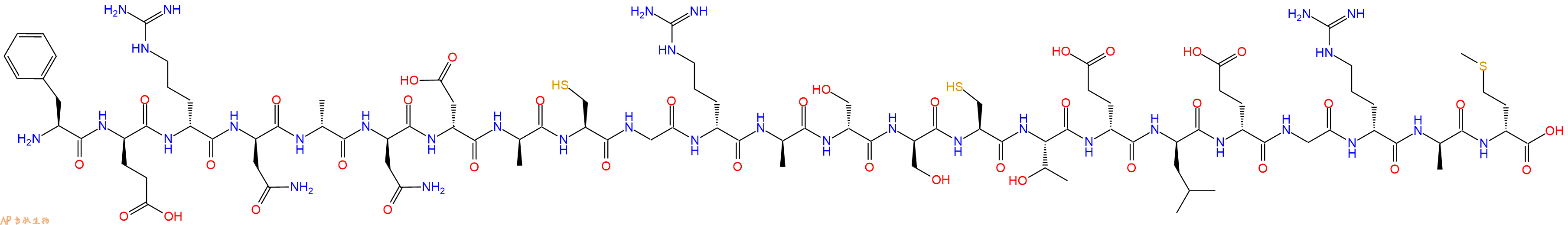 专肽生物产品H2N-Phe-DGlu-DArg-DAsn-DAla-DAsn-DAsp-DAla-Cys-Gly-DArg-DAla-DSer-DSer-Cys-Thr-DGlu-DLeu-DGlu-Gly-DArg-DAla-DMet-OH