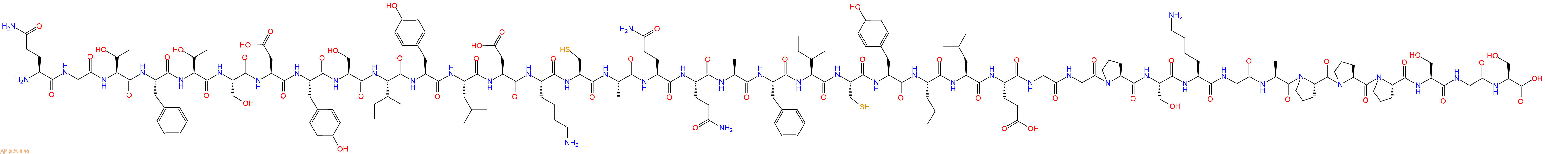 专肽生物产品H2N-Gln-Gly-Thr-Phe-Thr-Ser-Asp-Tyr-Ser-Ile-Tyr-Leu-Asp-Lys-Cys-Ala-Gln-Gln-Ala-Phe-Ile-Cys-Tyr-Leu-Leu-Glu-Gly-Gly-Pro-Ser-Lys-Gly-Ala-Pro-Pro-Pro-Ser-Gly-Ser-OH