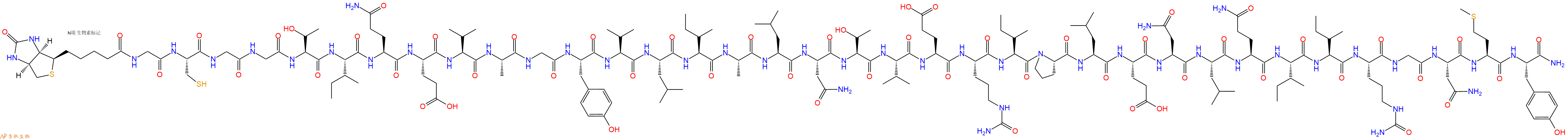 专肽生物产品Biotinyl-Gly-Cys-Gly-Gly-Thr-Ile-Gln-Glu-Val-Ala-Gly-Tyr-Val-Leu-Ile-Ala-Leu-Asn-Thr-Val-Glu-Cit-Ile-Pro-Leu-Glu-Asn-Leu-Gln-Ile-Ile-Cit-Gly-Asn-Met-Tyr-CONH2