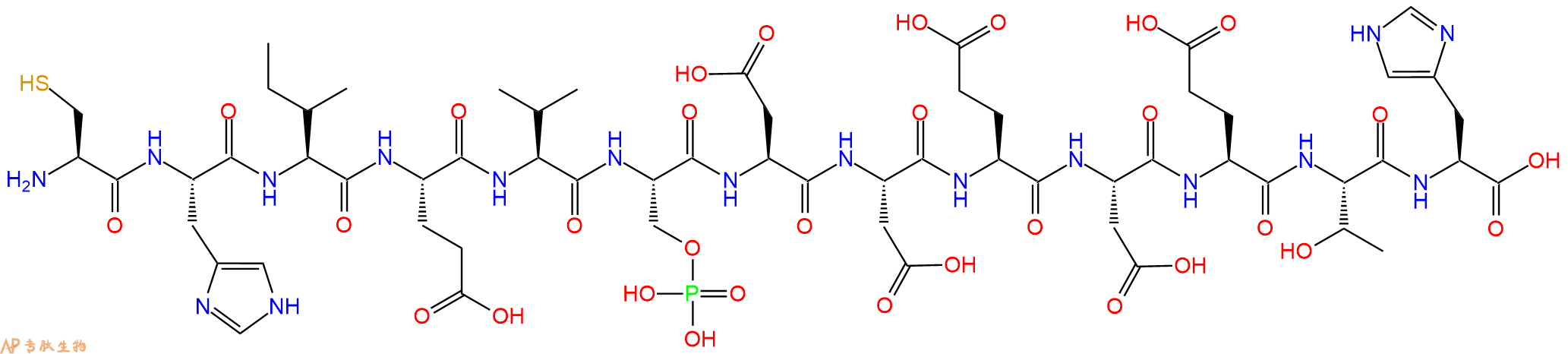 专肽生物产品H2N-Cys-His-Ile-Glu-Val-Ser(PO3H2)-Asp-Asp-Glu-Asp-Glu-Thr-His-OH