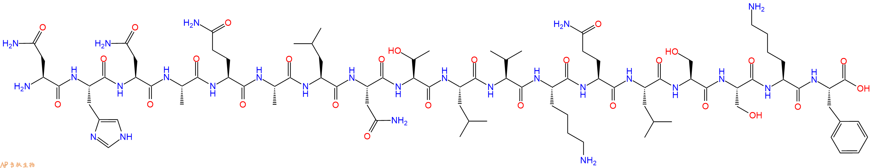 专肽生物产品H2N-Asn-His-Asn-Ala-Gln-Ala-Leu-Asn-Thr-Leu-Val-Lys-Gln-Leu-Ser-Ser-Lys-Phe-OH