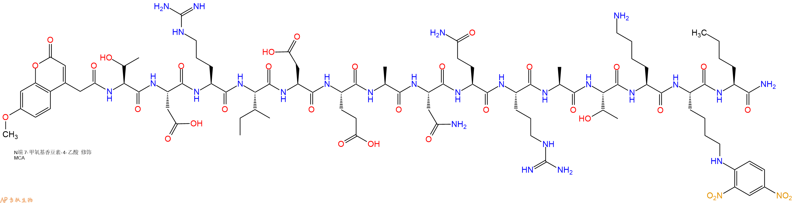 专肽生物产品MCA-Thr-Asp-Arg-Ile-Asp-Glu-Ala-Asn-Gln-Arg-Ala-Thr-Lys-Lys(Dnp)-Nle-CONH2