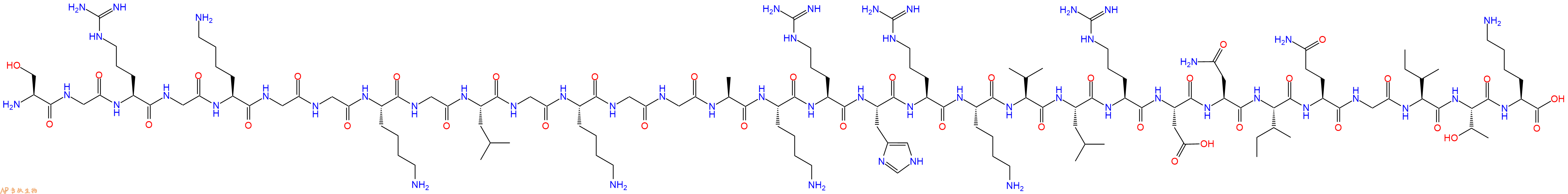 专肽生物产品H2N-Ser-Gly-Arg-Gly-Lys-Gly-Gly-Lys-Gly-Leu-Gly-Lys-Gly-Gly-Ala-Lys-Arg-His-Arg-Lys-Val-Leu-Arg-Asp-Asn-Ile-Gln-Gly-Ile-Thr-Lys-OH