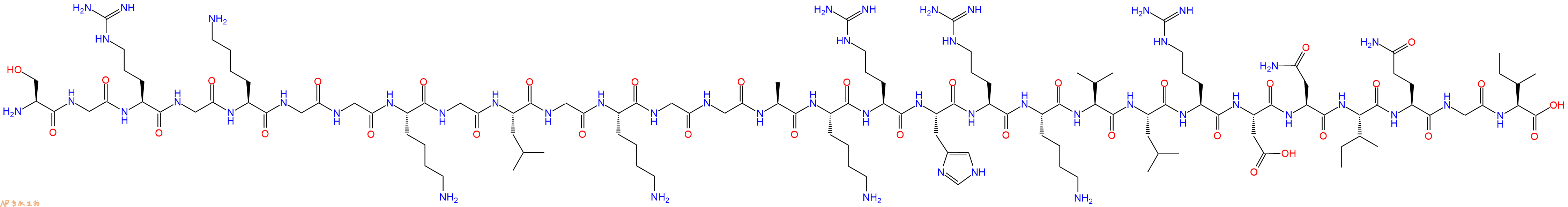 专肽生物产品H2N-Ser-Gly-Arg-Gly-Lys-Gly-Gly-Lys-Gly-Leu-Gly-Lys-Gly-Gly-Ala-Lys-Arg-His-Arg-Lys-Val-Leu-Arg-Asp-Asn-Ile-Gln-Gly-Ile-OH