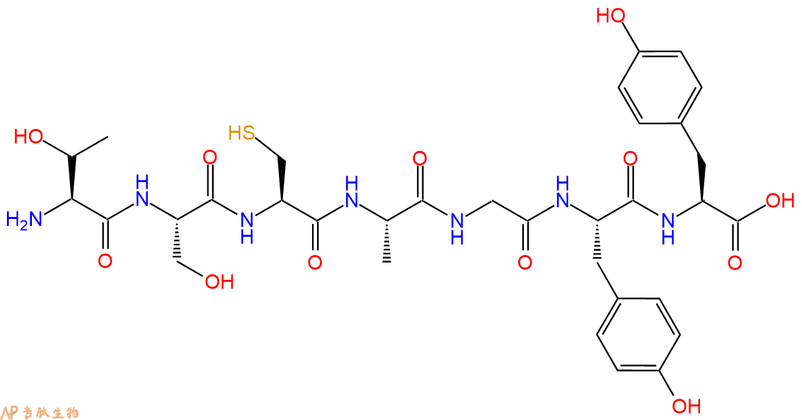 专肽生物产品H2N-Thr-Ser-Cys-Ala-Gly-Tyr-Tyr-OH