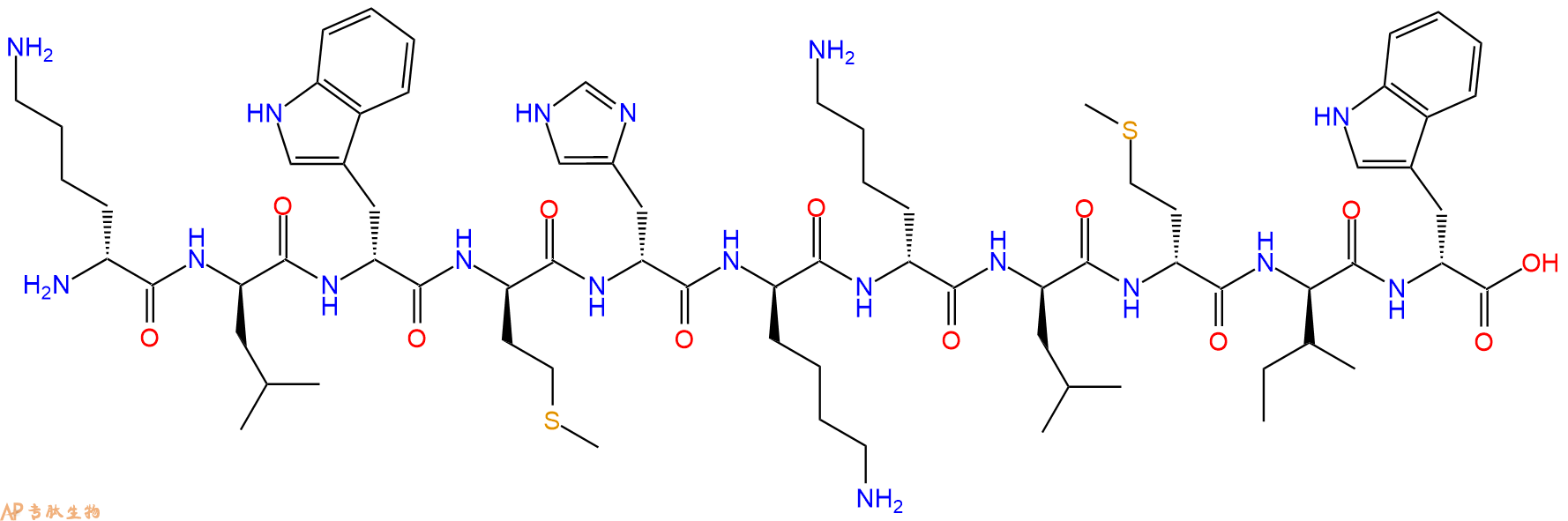 专肽生物产品H2N-DLys-DLeu-DTrp-DMet-DHis-DLys-DLys-DLeu-DMet-DIle-DTrp-OH