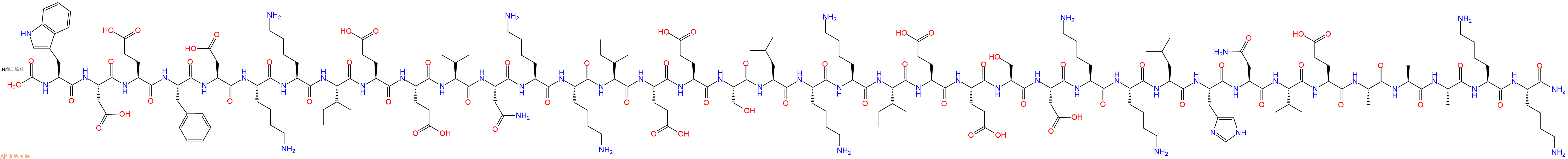 专肽生物产品Ac-Trp-Asp-Glu-Phe-Asp-Lys-Lys-Ile-Glu-Glu-Val-Asn-Lys-Lys-Ile-Glu-Glu-Ser-Leu-Lys-Lys-Ile-Glu-Glu-Ser-Asp-Lys-Lys-Leu-His-Asn-Val-Glu-Ala-Ala-Ala-Lys-Lys-CONH2