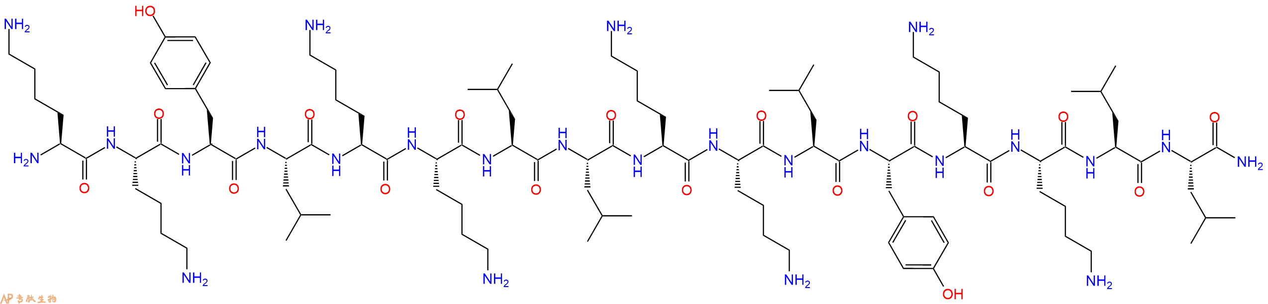 专肽生物产品H2N-Lys-Lys-Tyr-Leu-Lys-Lys-Leu-Leu-Lys-Lys-Leu-Tyr-Lys-Lys-Leu-Leu-CONH2