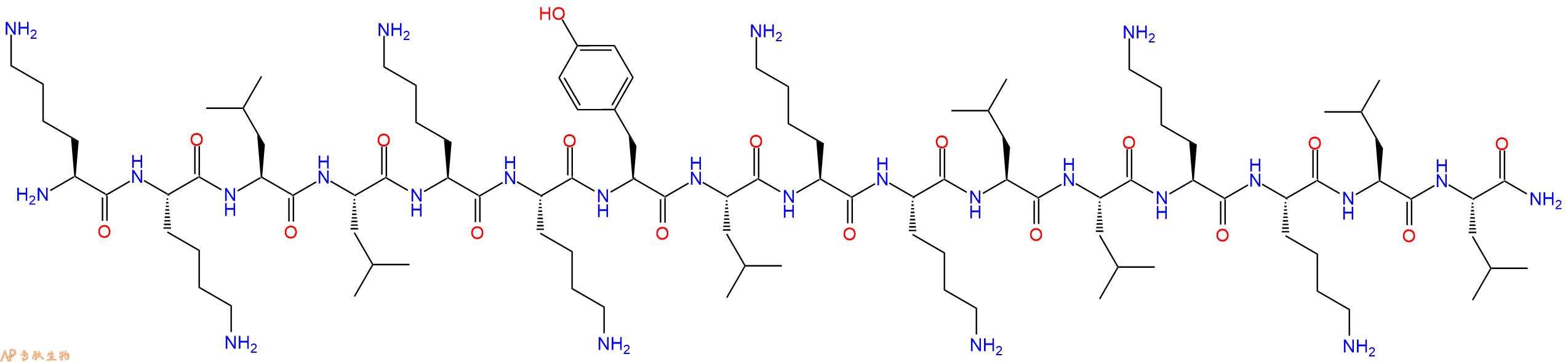 专肽生物产品H2N-Lys-Lys-Leu-Leu-Lys-Lys-Tyr-Leu-Lys-Lys-Leu-Leu-Lys-Lys-Leu-Leu-CONH2