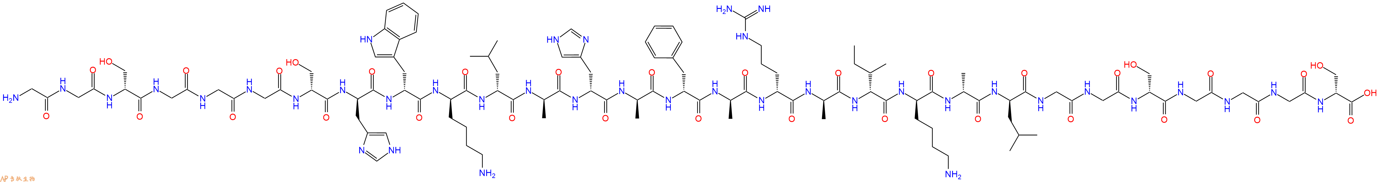 专肽生物产品H2N-Gly-Gly-DSer-Gly-Gly-Gly-DSer-DHis-DTrp-DLys-DLeu-DAla-DHis-DAla-DPhe-DAla-DArg-DAla-DIle-DLys-DAla-DLeu-Gly-Gly-DSer-Gly-Gly-Gly-DSer-OH