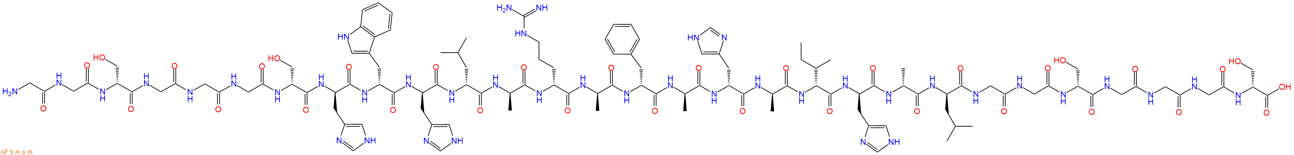 专肽生物产品H2N-Gly-Gly-DSer-Gly-Gly-Gly-DSer-DHis-DTrp-DHis-DLeu-DAla-DArg-DAla-DPhe-DAla-DHis-DAla-DIle-DHis-DAla-DLeu-Gly-Gly-DSer-Gly-Gly-Gly-DSer-OH
