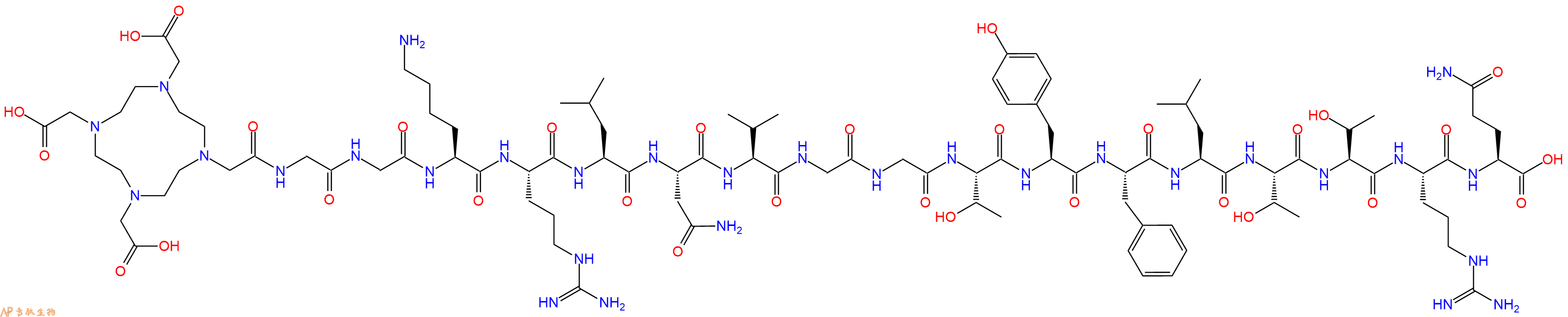 专肽生物产品DOTA-Gly-Gly-Lys-Arg-Leu-Asn-Val-Gly-Gly-Thr-Tyr-Phe-Leu-Thr-Thr-Arg-Gln-OH