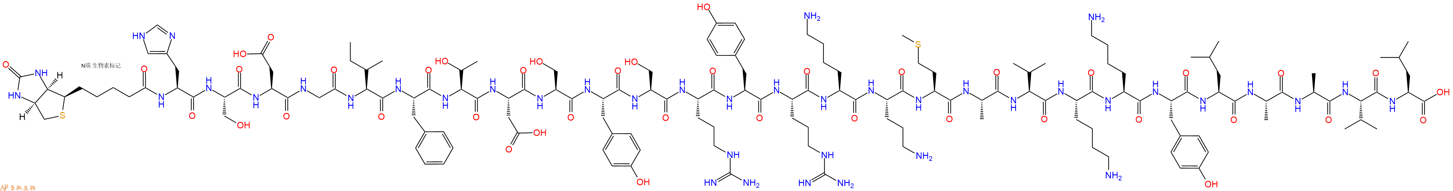 专肽生物产品Biotinyl-His-Ser-Asp-Gly-Ile-Phe-Thr-Asp-Ser-Tyr-Ser-Arg-Tyr-Arg-Lys-Orn-Met-Ala-Val-Lys-Lys-Tyr-Leu-Ala-Ala-Val-Leu-OH