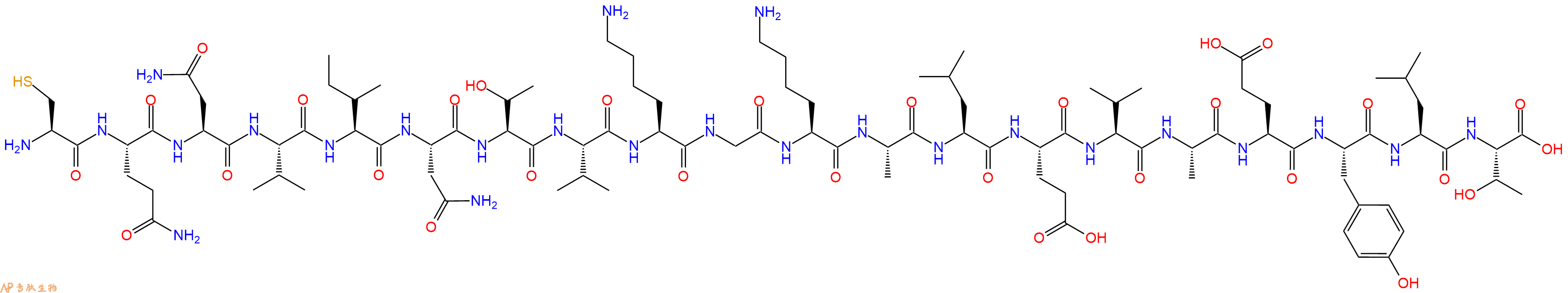 专肽生物产品H2N-Cys-Gln-Asn-Val-Ile-Asn-Thr-Val-Lys-Gly-Lys-Ala-Leu-Glu-Val-Ala-Glu-Tyr-Leu-Thr-OH