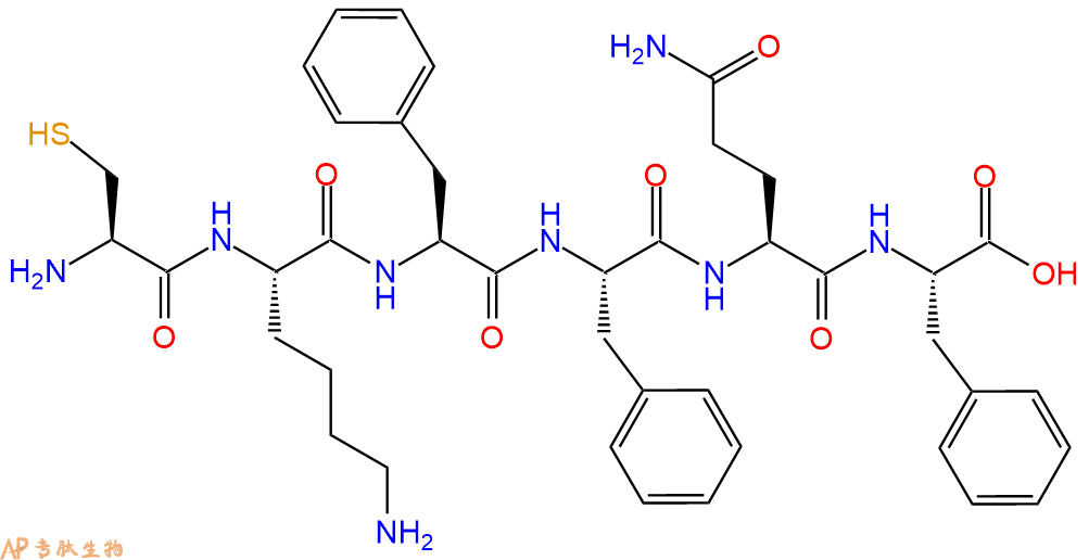 专肽生物产品H2N-Cys-Lys-Phe-Phe-Gln-Phe-OH
