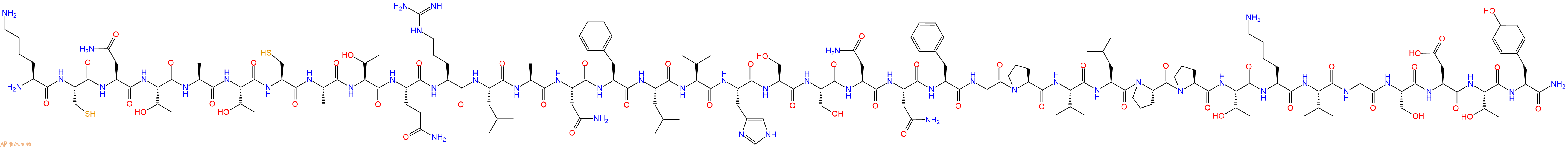 专肽生物产品H2N-Lys-Cys-Asn-Thr-Ala-Thr-Cys-Ala-Thr-Gln-Arg-Leu-Ala-Asn-Phe-Leu-Val-His-Ser-Ser-Asn-Asn-Phe-Gly-Pro-Ile-Leu-Pro-Pro-Thr-Lys-Val-Gly-Ser-Asp-Thr-Tyr-CONH2