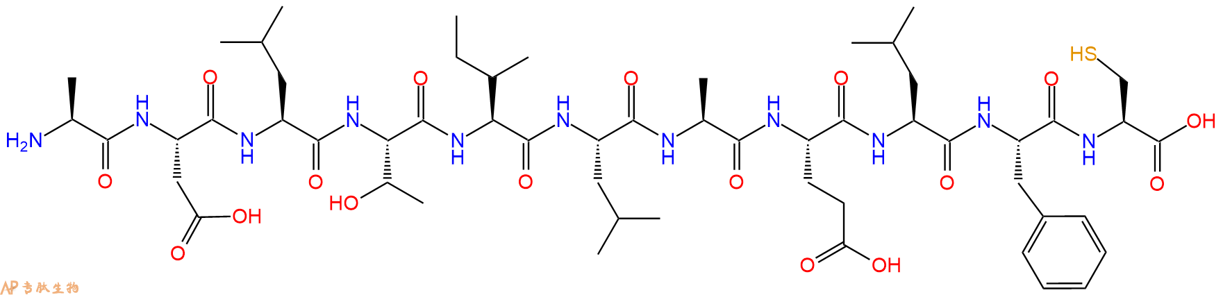 专肽生物产品H2N-Ala-Asp-Leu-Thr-Ile-Leu-Ala-Glu-Leu-Phe-Cys-OH
