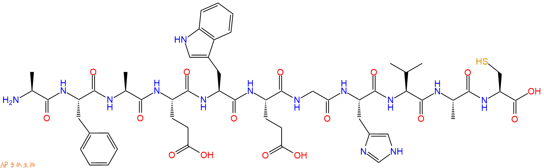 专肽生物产品H2N-Ala-Phe-Ala-Glu-Trp-Glu-Gly-His-Val-Ala-Cys-OH