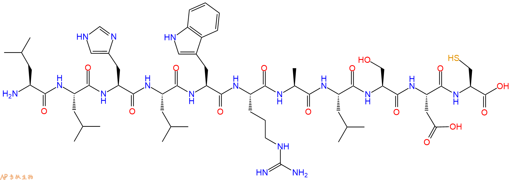 专肽生物产品H2N-Leu-Leu-His-Leu-Trp-Arg-Ala-Leu-Ser-Asp-Cys-OH