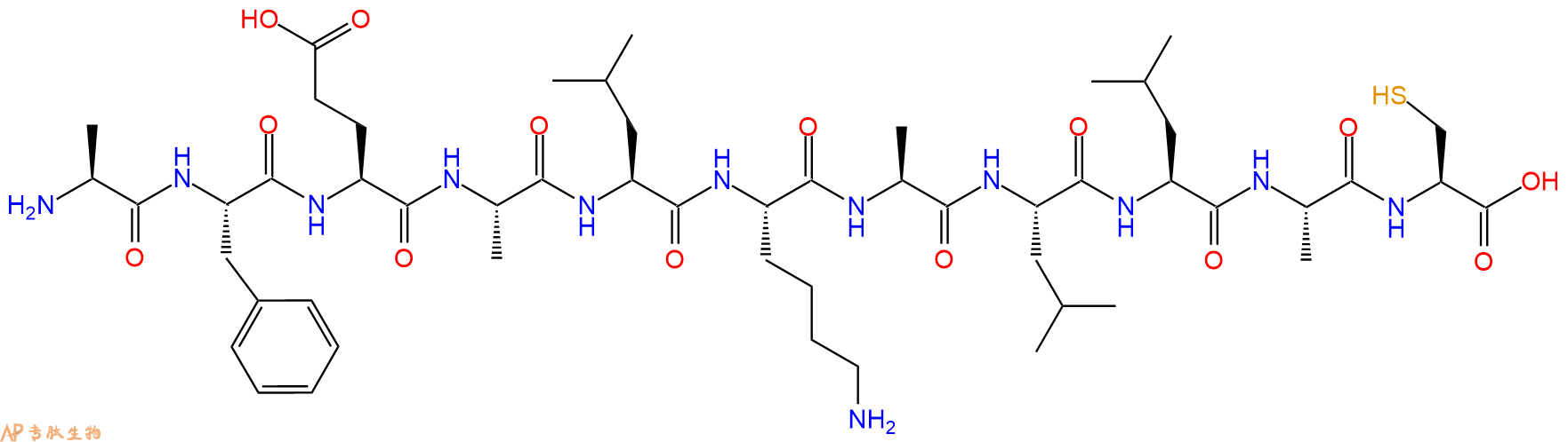 专肽生物产品H2N-Ala-Phe-Glu-Ala-Leu-Lys-Ala-Leu-Leu-Ala-Cys-OH
