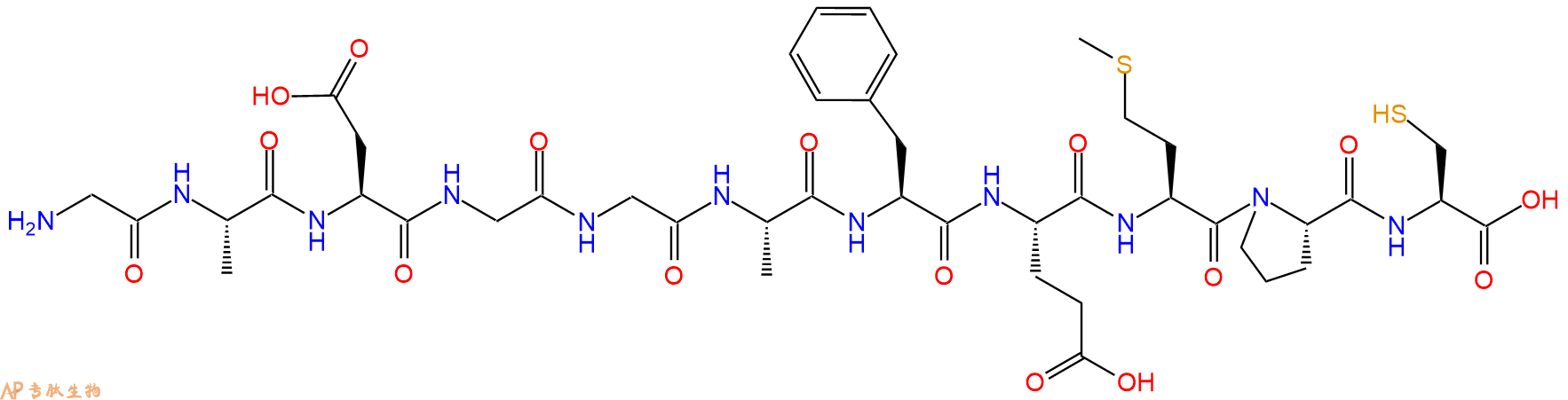 专肽生物产品H2N-Gly-Ala-Asp-Gly-Gly-Ala-Phe-Glu-Met-Pro-Cys-OH