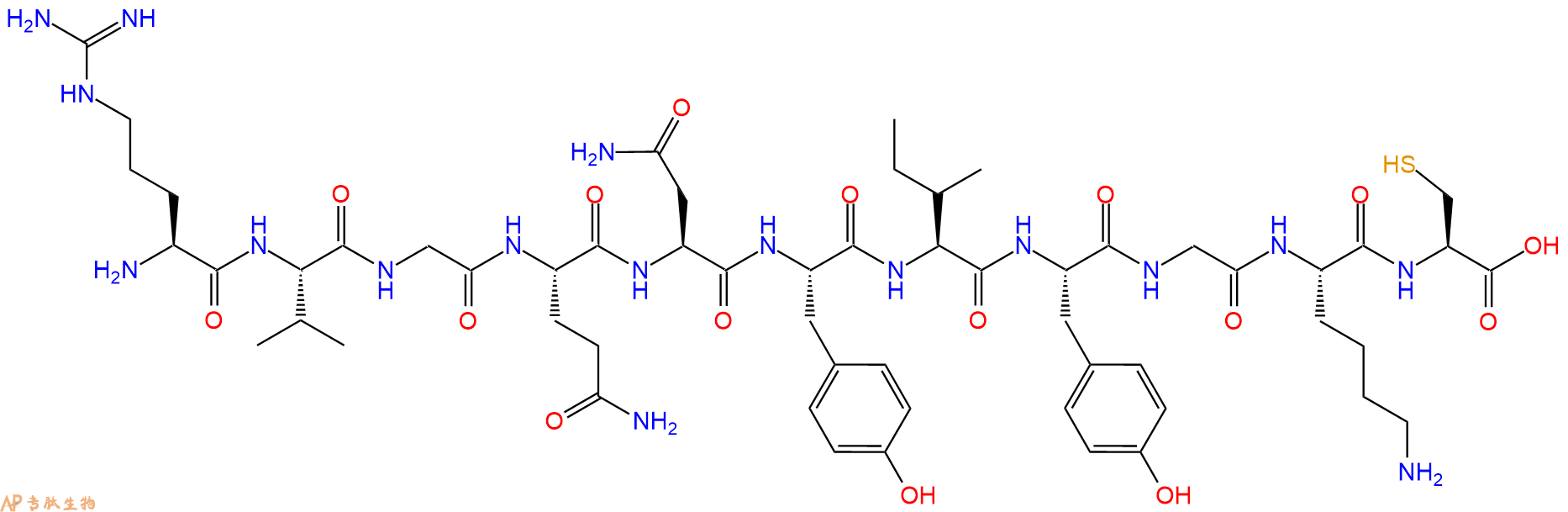 专肽生物产品H2N-Arg-Val-Gly-Gln-Asn-Tyr-Ile-Tyr-Gly-Lys-Cys-OH