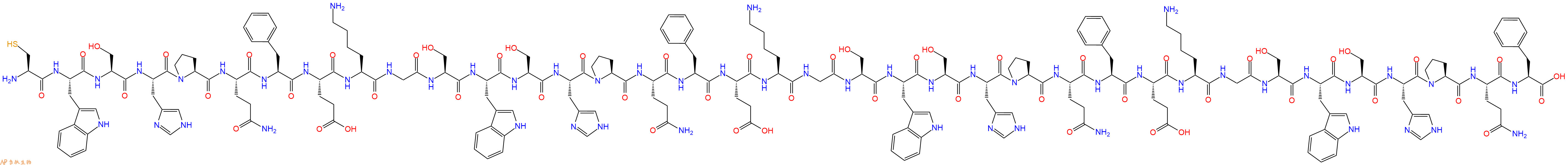 专肽生物产品H2N-Cys-Trp-Ser-His-Pro-Gln-Phe-Glu-Lys-Gly-Ser-Trp-Ser-His-Pro-Gln-Phe-Glu-Lys-Gly-Ser-Trp-Ser-His-Pro-Gln-Phe-Glu-Lys-Gly-Ser-Trp-Ser-His-Pro-Gln-Phe-OH