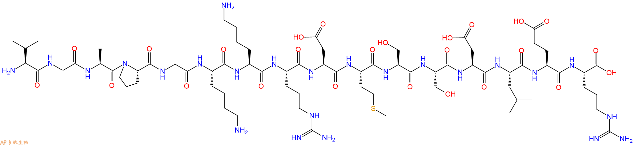 专肽生物产品H2N-Val-Gly-Ala-Pro-Gly-Lys-Lys-Arg-Asp-Met-Ser-Ser-Asp-Leu-Glu-Arg-OH