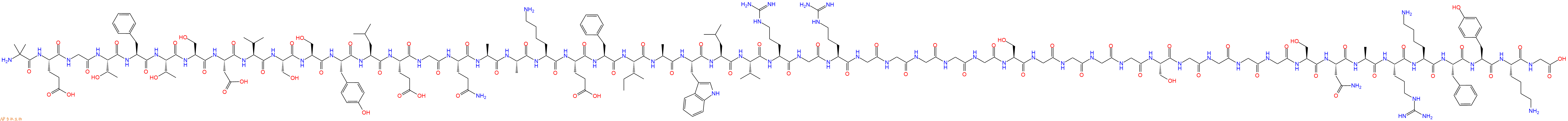 专肽生物产品H2N-Aib-Glu-Gly-Thr-Phe-Thr-Ser-Asp-Val-Ser-Ser-Tyr-Leu-Glu-Gly-Gln-Ala-Ala-Lys-Glu-Phe-Ile-Ala-Trp-Leu-Val-Arg-Gly-Arg-Gly-Gly-Gly-Gly-Gly-Ser-Gly-Gly-Gly-Gly-Ser-Gly-Gly-Gly-Gly-Ser-Asn-Ala-Arg-Lys-Phe-Tyr-Lys-Gly-OH