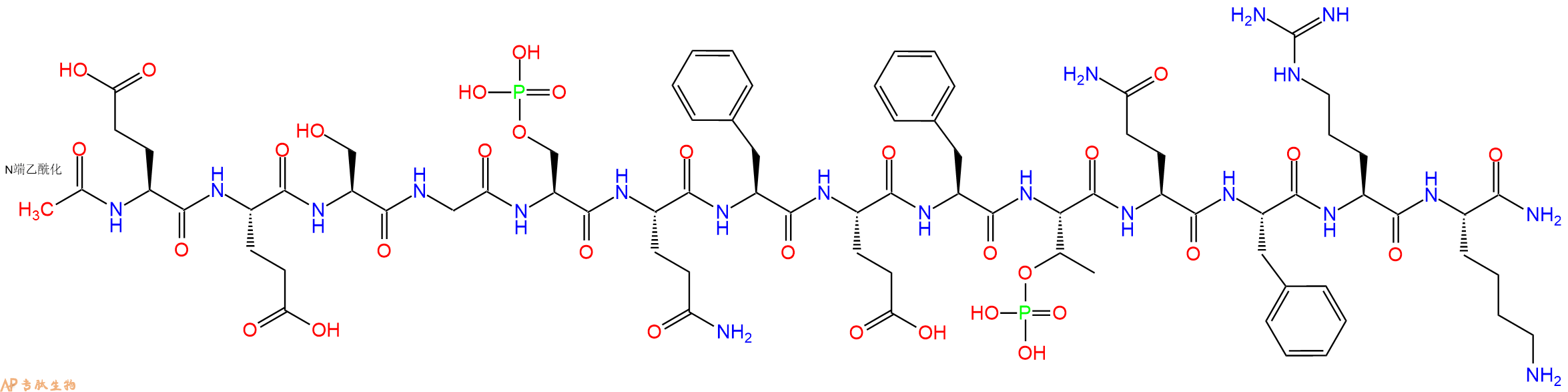 专肽生物产品Ac-Glu-Glu-Ser-Gly-Ser(PO3H2)-Gln-Phe-Glu-Phe-pThr-Gln-Phe-Arg-Lys-CONH2