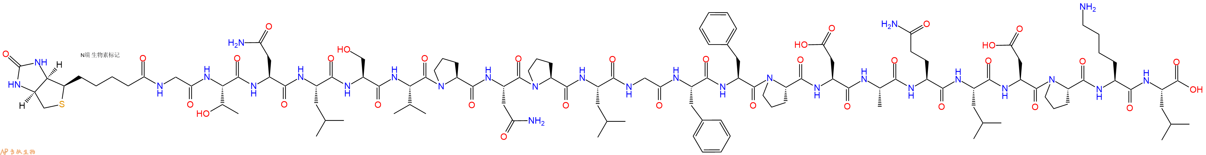 专肽生物产品Biotinyl-Gly-Thr-Asn-Leu-Ser-Val-Pro-Asn-Pro-Leu-Gly-Phe-Phe-Pro-Asp-Ala-Gln-Leu-Asp-Pro-Lys-Leu-OH