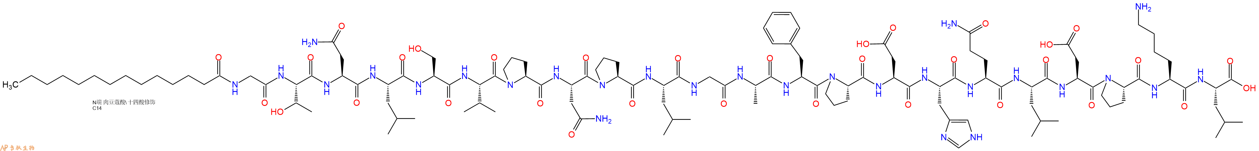 专肽生物产品Myristicacid-Gly-Thr-Asn-Leu-Ser-Val-Pro-Asn-Pro-Leu-Gly-Ala-Phe-Pro-Asp-His-Gln-Leu-Asp-Pro-Lys-Leu-OH