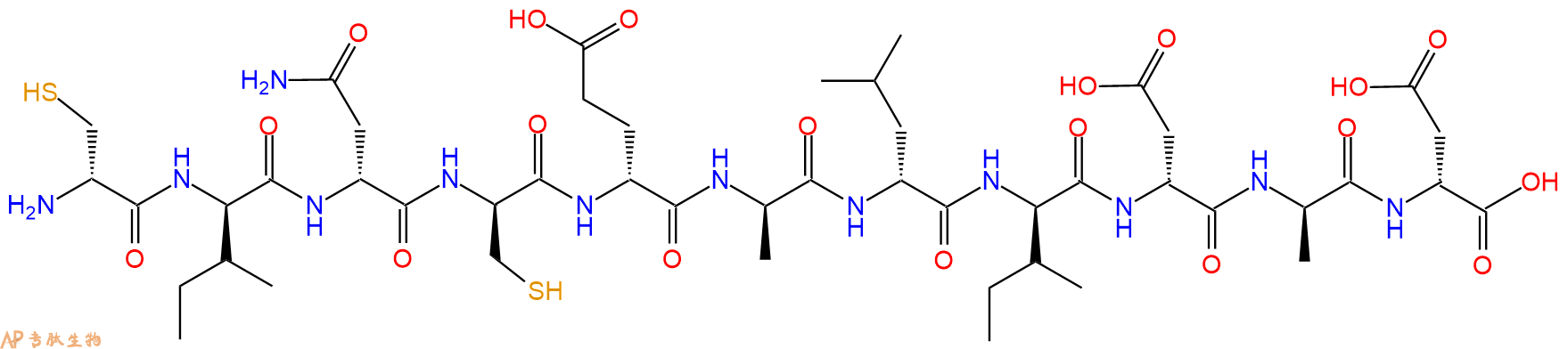 专肽生物产品H2N-DCys-DIle-DAsn-DCys-DGlu-DAla-DLeu-DIle-DAsp-DAla-DAsp-OH