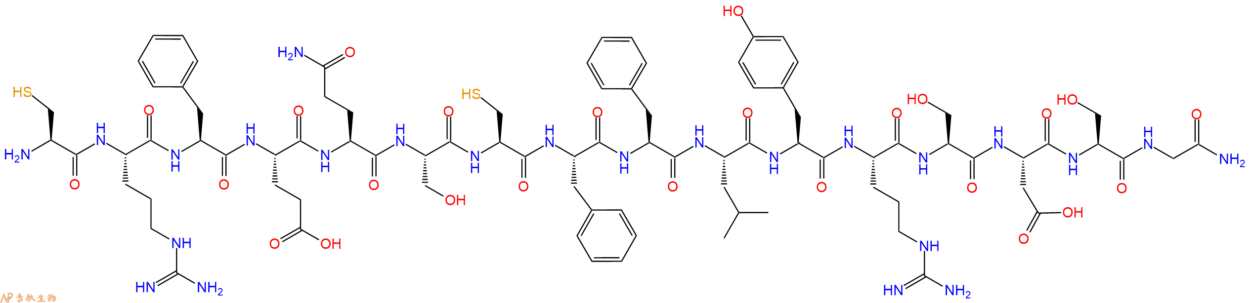 专肽生物产品H2N-Cys-Arg-Phe-Glu-Gln-Ser-Cys-Phe-Phe-Leu-Tyr-Arg-Ser-Asp-Ser-Gly-CONH2