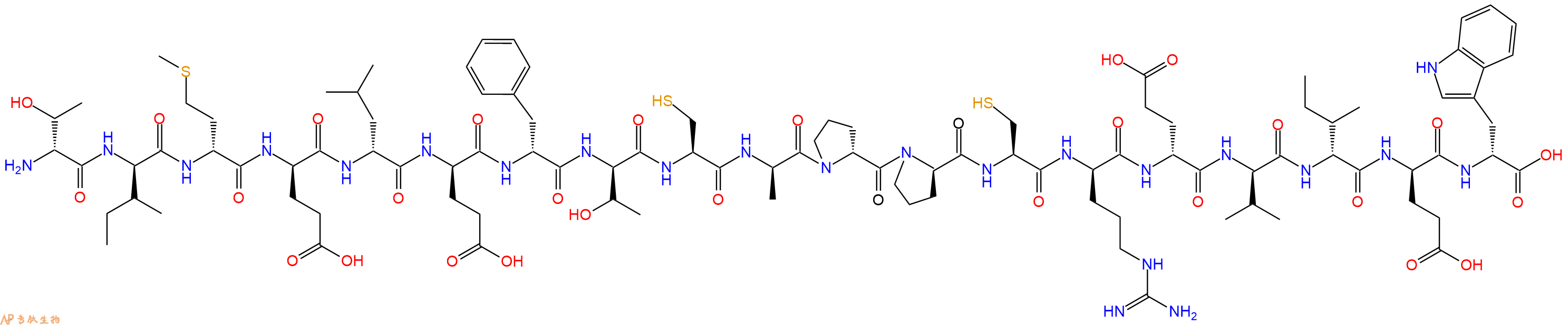 专肽生物产品H2N-DThr-DIle-DMet-DGlu-DLeu-DGlu-DPhe-DThr-Cys-DAla-DPro-DPro-Cys-DArg-DGlu-DVal-DIle-DGlu-DTrp-OH