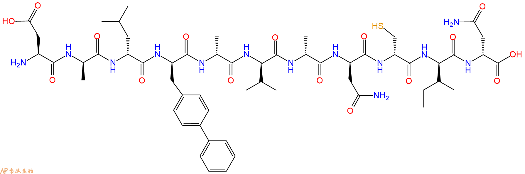 专肽生物产品H2N-Asp-DAla-DLeu-DBip-DAla-DVal-DAla-DAsn-DCys-DIle-DAsn-OH