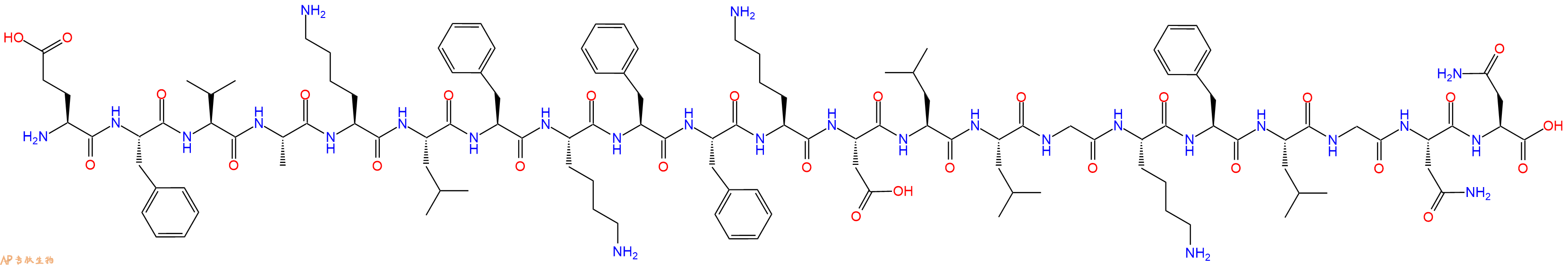 专肽生物产品H2N-Glu-Phe-Val-Ala-Lys-Leu-Phe-Lys-Phe-Phe-Lys-Asp-Leu-Leu-Gly-Lys-Phe-Leu-Gly-Asn-Asn-OH