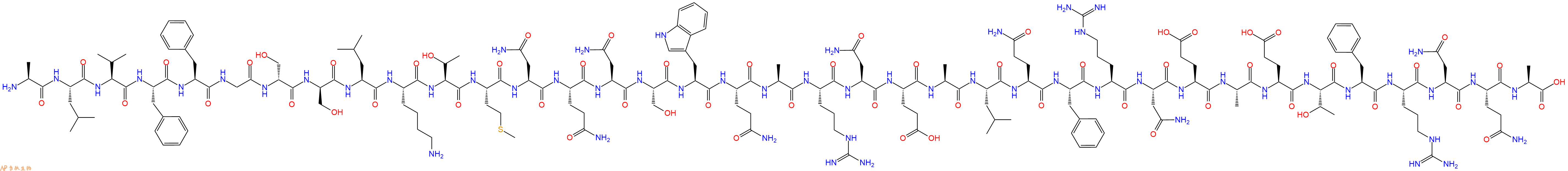 专肽生物产品H2N-Ala-Leu-Val-Phe-Phe-Gly-DSer-DSer-Leu-Lys-Thr-Met-Asn-Gln-Asn-Ser-Trp-Gln-Ala-Arg-Asn-Glu-Ala-Leu-Gln-Phe-Arg-Asn-Glu-Ala-Glu-Thr-Phe-Arg-Asn-Gln-Ala-OH