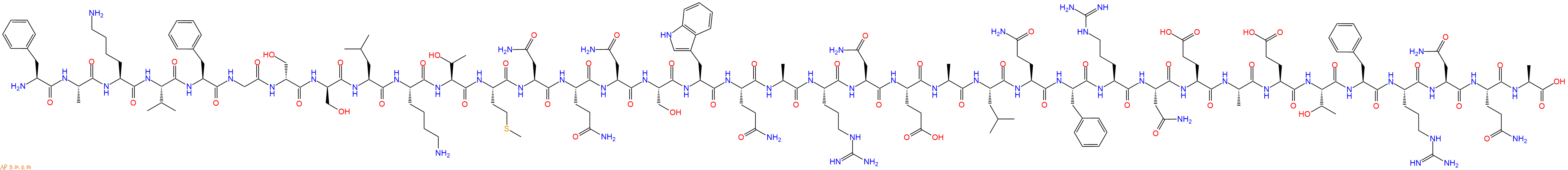 专肽生物产品H2N-Phe-Ala-Lys-Val-Phe-Gly-DSer-DSer-Leu-Lys-Thr-Met-Asn-Gln-Asn-Ser-Trp-Gln-Ala-Arg-Asn-Glu-Ala-Leu-Gln-Phe-Arg-Asn-Glu-Ala-Glu-Thr-Phe-Arg-Asn-Gln-Ala-OH