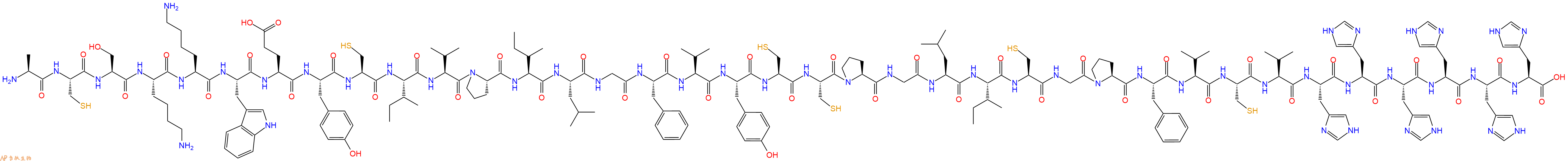 专肽生物产品H2N-Ala-Cys-Ser-Lys-Lys-Trp-Glu-Tyr-Cys-Ile-Val-Pro-Ile-Leu-Gly-Phe-Val-Tyr-Cys-Cys-Pro-Gly-Leu-Ile-Cys-Gly-Pro-Phe-Val-Cys-Val-His-His-His-His-His-His-OH