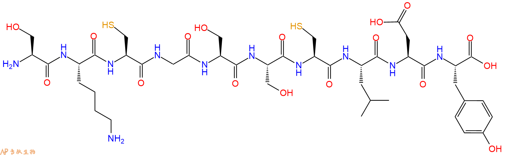 专肽生物产品H2N-Ser-Lys-Cys-Gly-Ser-Ser-Cys-Leu-Asp-Tyr-OH