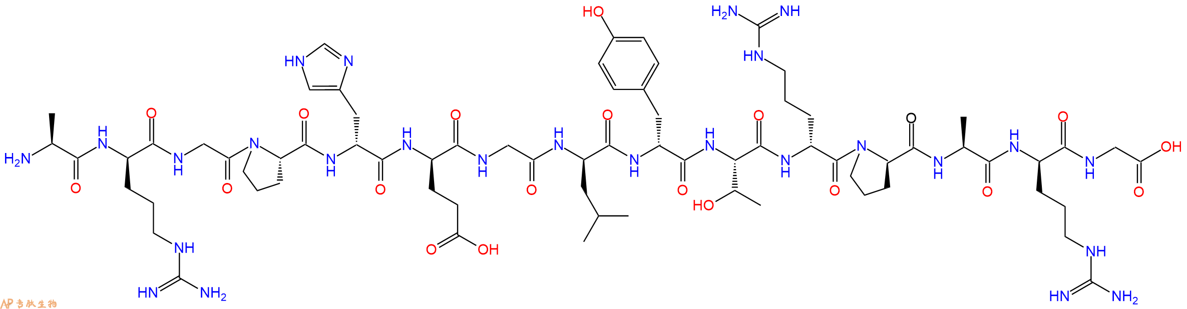 专肽生物产品H2N-Ala-DArg-Gly-Pro-DHis-DGlu-Gly-DLeu-DTyr-Thr-DArg-DPro-Ala-DArg-Gly-OH