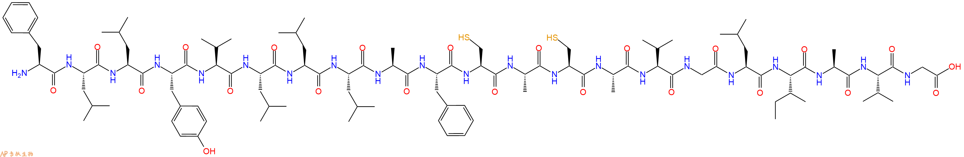 专肽生物产品H2N-Phe-Leu-Leu-Tyr-Val-Leu-Leu-Leu-Ala-Phe-Cys-Ala-Cys-Ala-Val-Gly-Leu-Ile-Ala-Val-Gly-OH