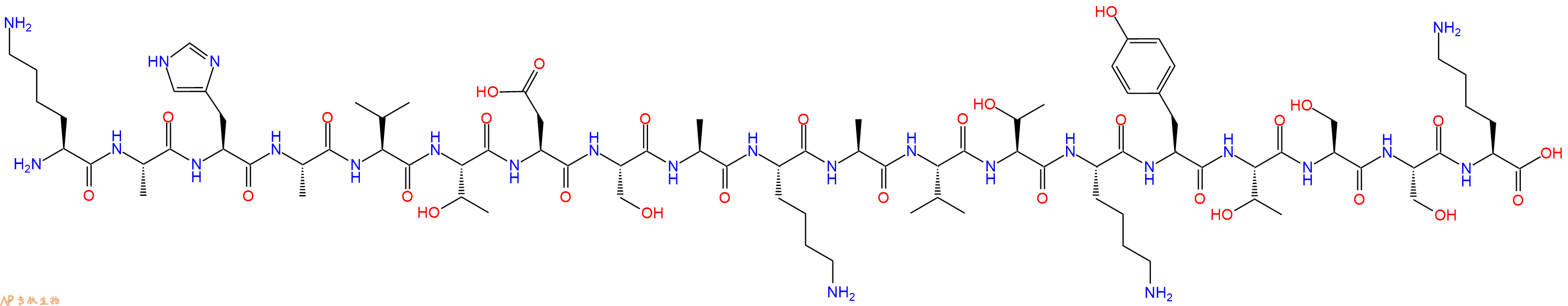专肽生物产品H2N-Lys-Ala-His-Ala-Val-Thr-Asp-Ser-Ala-Lys-Ala-Val-Thr-Lys-Tyr-Thr-Ser-Ser-Lys-OH